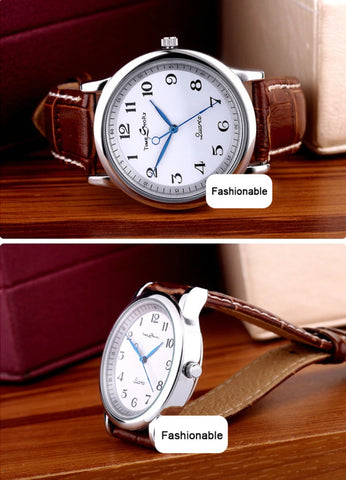 Lovers’ Quartz Watch  Reverse Anticlockwise Direction Oil Pressure Dial Waterproof Reverse Leather Lovers’ Watches