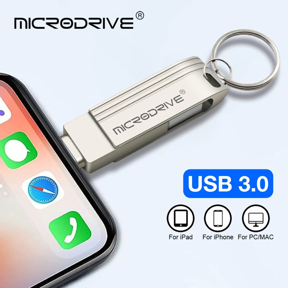 USB Flash Drive 3.0 64GB iPhone Memory Stick 256 128gb Photo Stick External Storage for iPhone/PC/iPad/More Device with USB Port