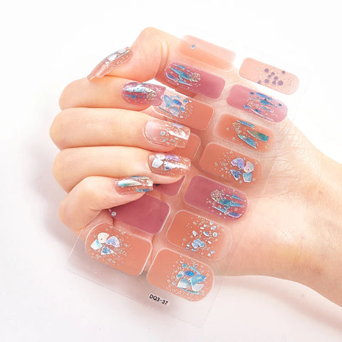 Color Nail Strips Patch Slider Nail Sticker Full Cover Decal Manicure Patch