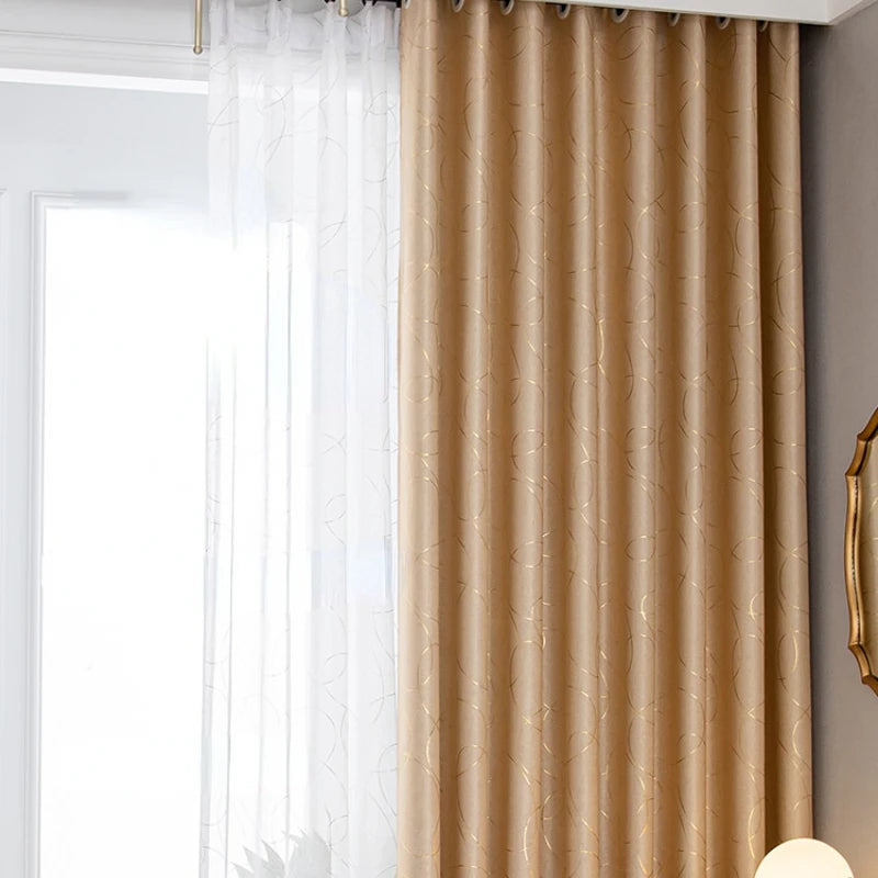 Stamping High Blackout Curtains for Living Room Bedroom New Simple Modern Light Luxury Gilding Thickened Windows Customized