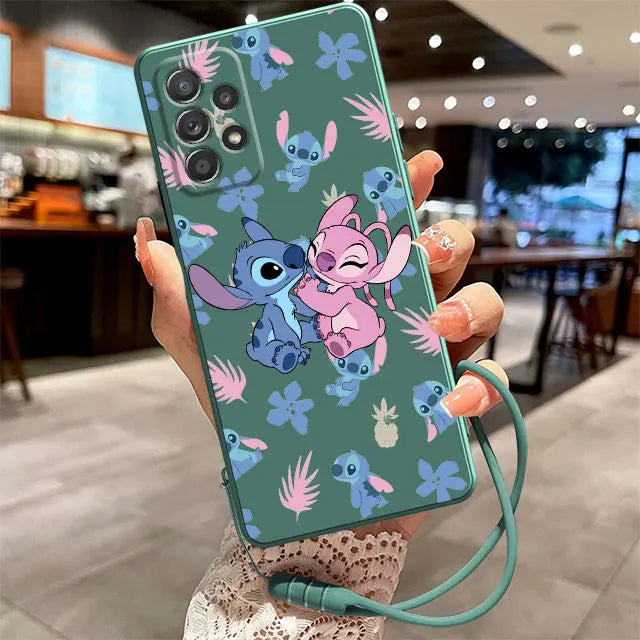 Candy Color Case For Samsung Galaxy A54 A53 A52 A13 A12 A51 A50 A23 A24 A32 A70 A34 A33 A72 Phone Cover Cartoon Disney Stitch