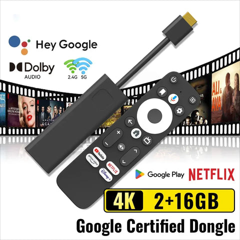 Android TV Stick GD1 4K Streaming Media Player Amlogic S905Y4 2G DDR4 16GB Netflix Google Certified WiFi Set Top Box