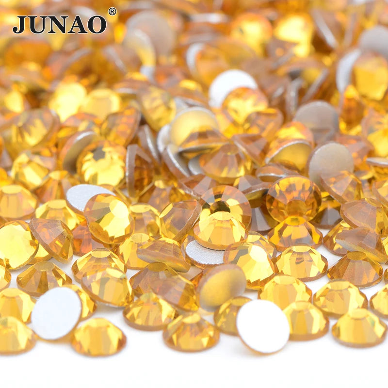 JUNAO 100Gross Bulk Packag SS6 SS10 SS12 SS16 SS20 SS30 AB Color Glass Rhinestones Non Hot Fix Flat Back Strass DIY Nail Stones