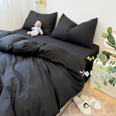 Black Bedding Set Soft Bed Linen Set