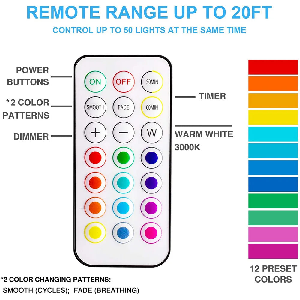 Wireless LED Spotlights RGB Remote Control