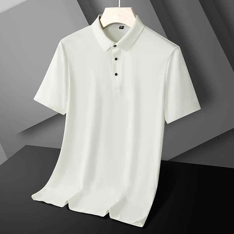 Summer Men Polo Shirt Cool Thin T Shirt Zipper