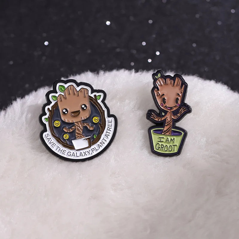 Disney Marvel Guardians of The Galaxy Enamel Pin Cute Groot Brooch Metal Lapel Badges for Fans Backpack Bag Accessories Gifts