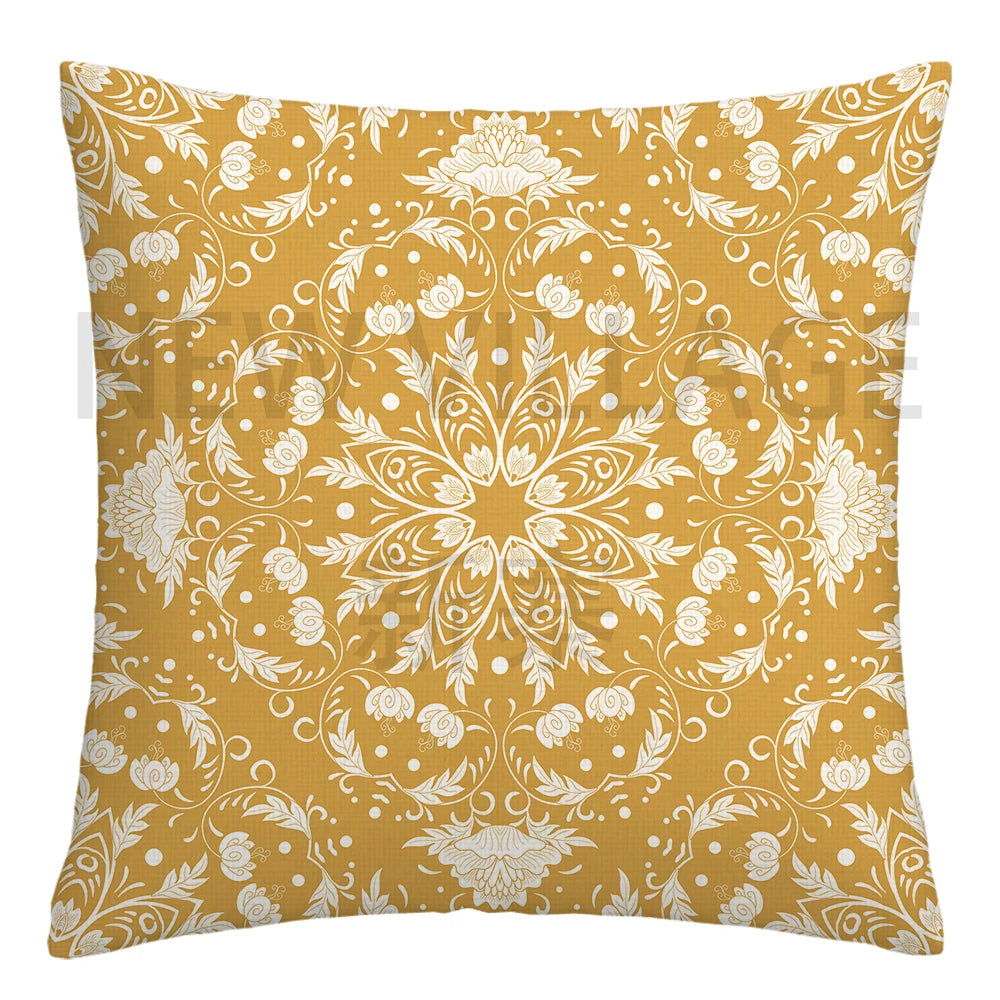 Yellow white geometric linen pillowcase sofa cushion cover home decoration can be customized for you 40x40 45x45 50x50 60x60