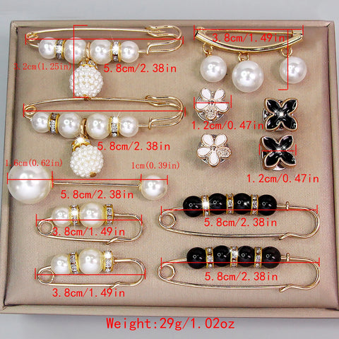 AINAMEISI 12pcs Fashion Pearl Brooch Waist Cinching Adjustable Skirt Anti-slip Metal Pin Fixed Clothes DIY Accessories