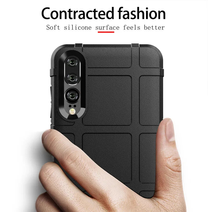 Shockproof Rubber Back Cover for Huawei P20 Pro P20pro Armor Shield Matte Case for p20 pro Huawey Anti-Slip Grid Silicone Cases