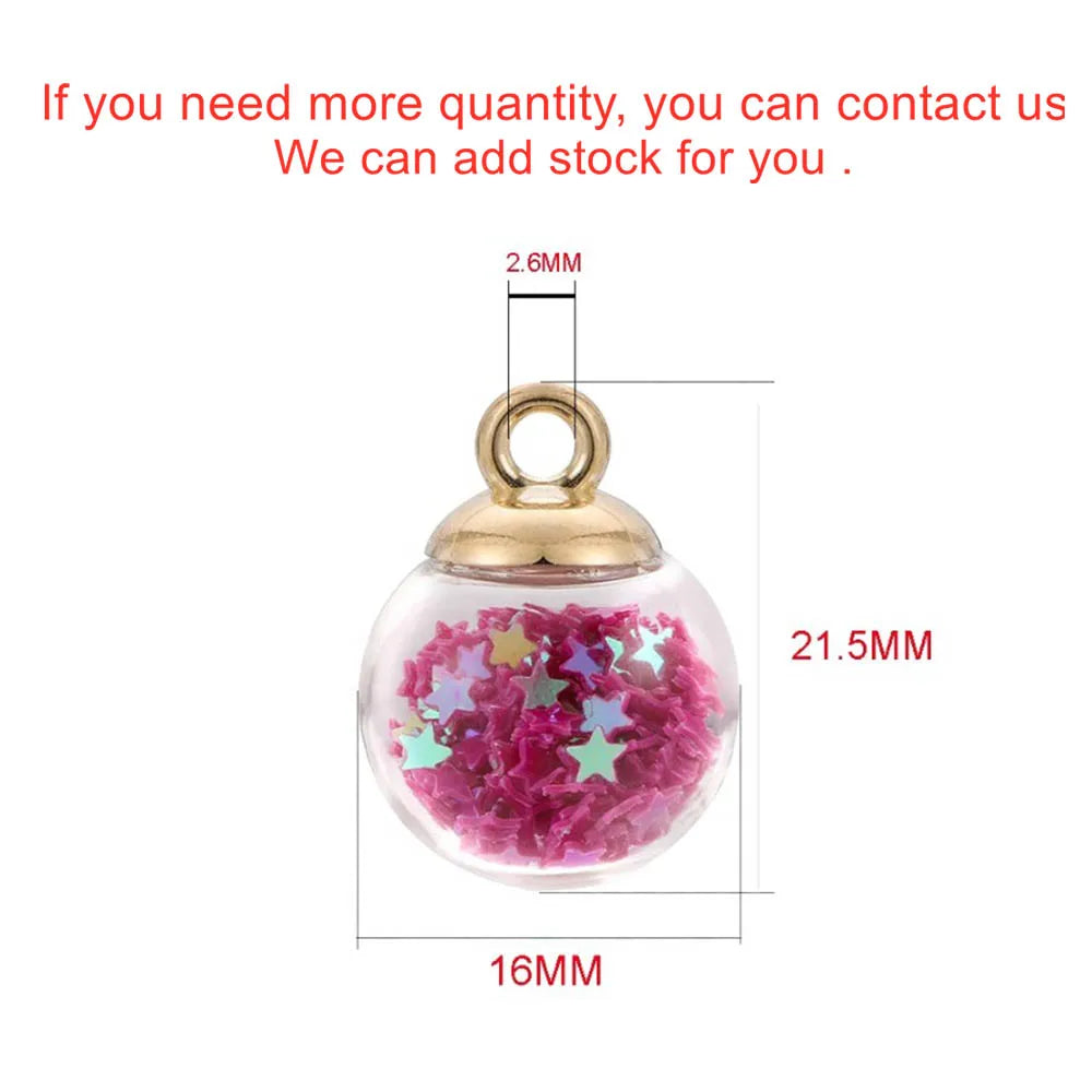 10Pcs Charms Star Sequins Transparent Glass Ball