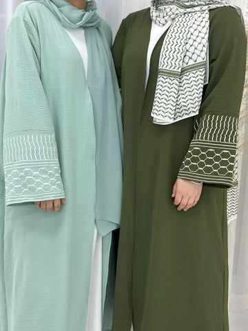 Fashion Embroidery Kimono Oversized Muslim Robe abaya syari female full length Opened Muslim abaya Worship Service abayas wy1999