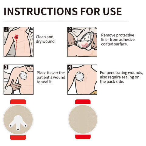 Rhino Rescue Vent Chest Seal, Twin-Pack,IFAK Supplies, First Aid Kit Wound Dressing for Opening Chest Wound Occlusal patch