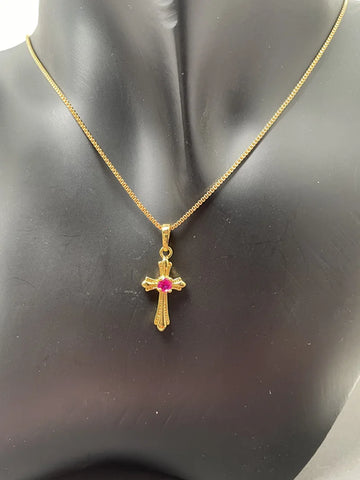 Korea Gold 24K Necklace Gold Plating Cross Necklace For Girls