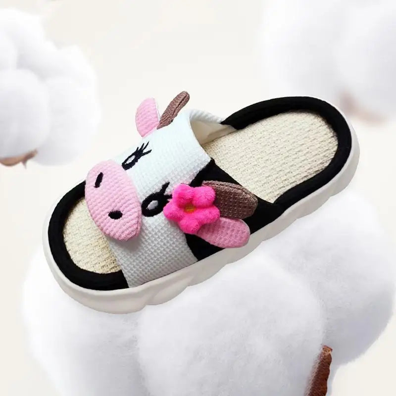 Casual Platform Slippers Women Home Cute Cartoon Cow Designer Shoes Girls Fashion Popular Elegant Indoor Slipper Flats Open Toe