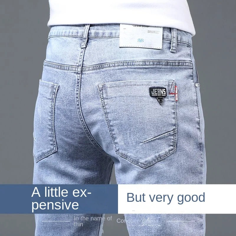 Men's Jeans Luxury Fashion Blue Softener Denim Jeans for Men's Spring and Autumn Stretch Casual Wear Korean Luxury Clothing