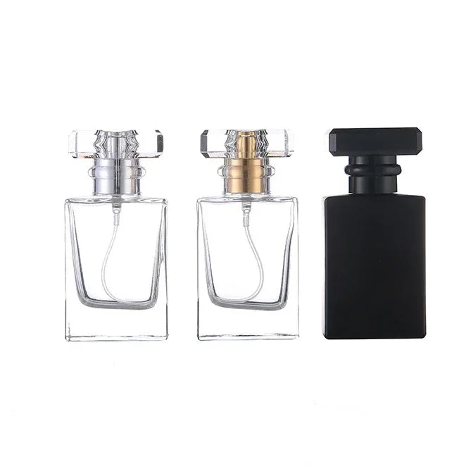 Perfume Separate Bottle Square Clear Portable Black Lid