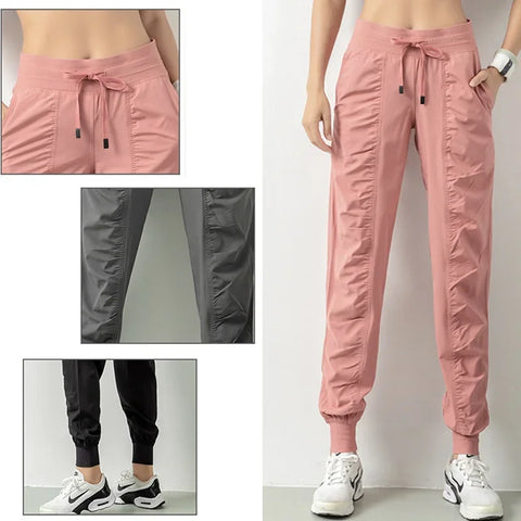 Fabric Drawstring Running Sport Joggers Women