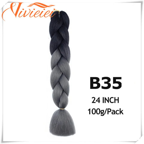 VIVIEIEI Synthetic Braiding Hair 24 Inch Jumbo Braid Ombre Jumbo Hair Extension for Women DIY Hair Braids Purple Pink Yellow Red