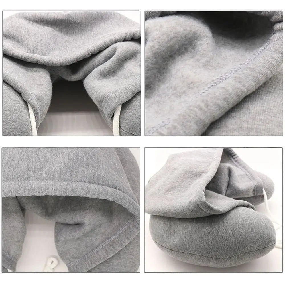 Soft U-Shape Soft Comfortable Hooded Travel Pillow