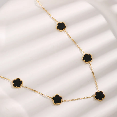 Lucky Clover 18K Gold Plated Clover Necklace Bracelet Earring for Women Fashion Cute Simple Jewelry Sets