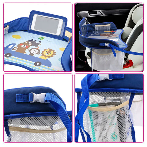 Waterproof Car Safety Seat Tray Drinks Holders Storage Kids Toys