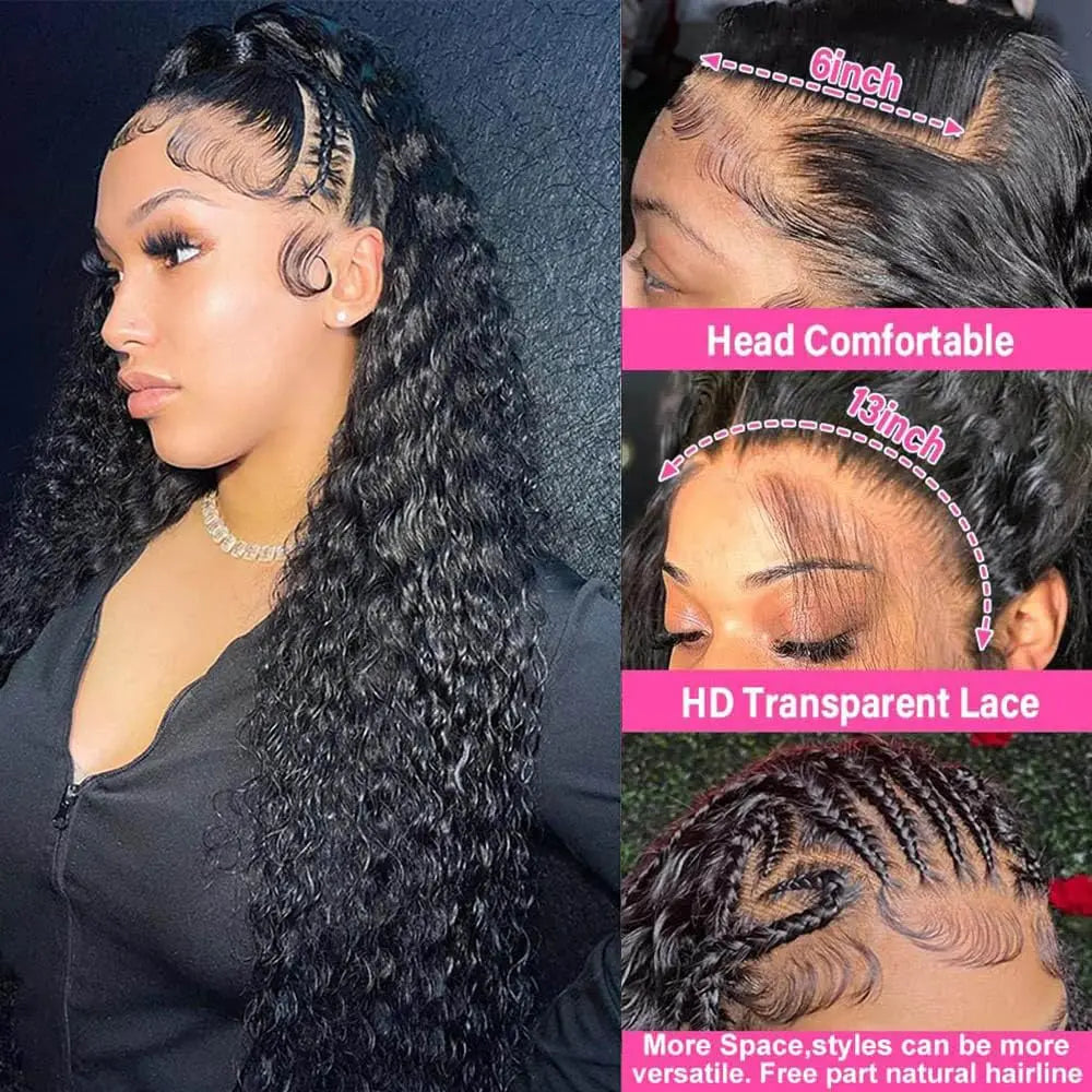 30 inch Deep Wave 13X6 Hd Lace Frontal Wig Human Hair Wig 13x4 Lace Front Wig Pre Plucked Brazilian Glueless Wig 100% Human Hair