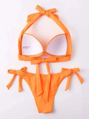 Women High Waist Swimsuit Halter Swimwear Female Bikini Set