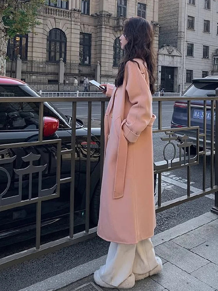 Notched Female Long Jacket Autumn Fashion Loose Causal Lady Outwear