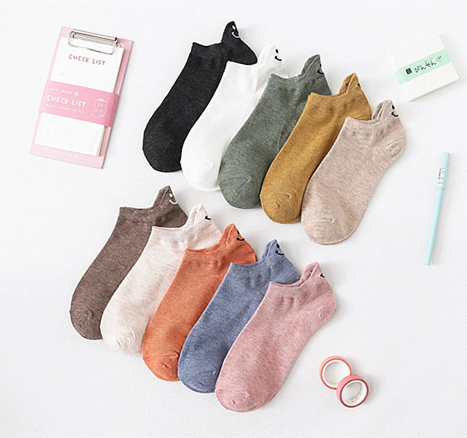 10 Pairs Kawaii Short Socks For Women