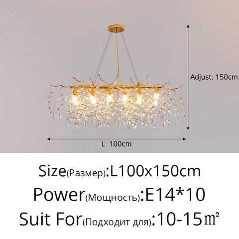 Christmas Water Drop Chandelier Used For Dining  Living Room Bedroom Study Room Golden Dimmable Remote Control Home Decoration