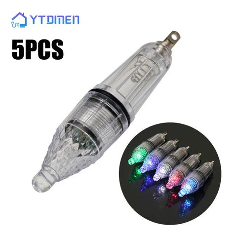 5pcs 12cm 17cm Deep Drop Underwater LED Lure Light 0-300M Fishing Squid Flash Lamp Bass Spoon Fishing Accessories