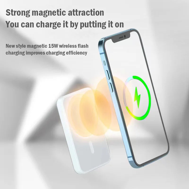 Portable Macsafe Auxiliary Spare External Magnetic Battery Pack Power Bank Wireless Charger For iphone 12 13 14Pro Max Powerbank