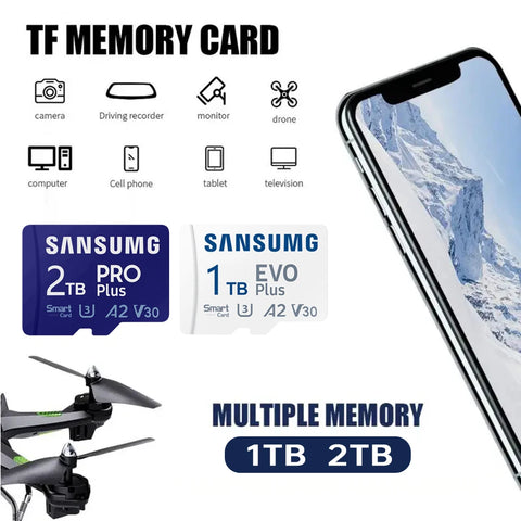 SANSUMG Micro TF SD Card U3 High Speed 1TB SD Card A2 TF Card 2TB Memory Card 64GB For Camera Phone UAV Free Shipping SD Adapter