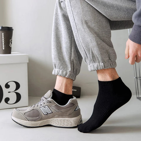 Spring and Summer Men Cotton Socks Low Tube Business Casual Sock Black White Breathable Comfortable Ankle Short Mesh Sox