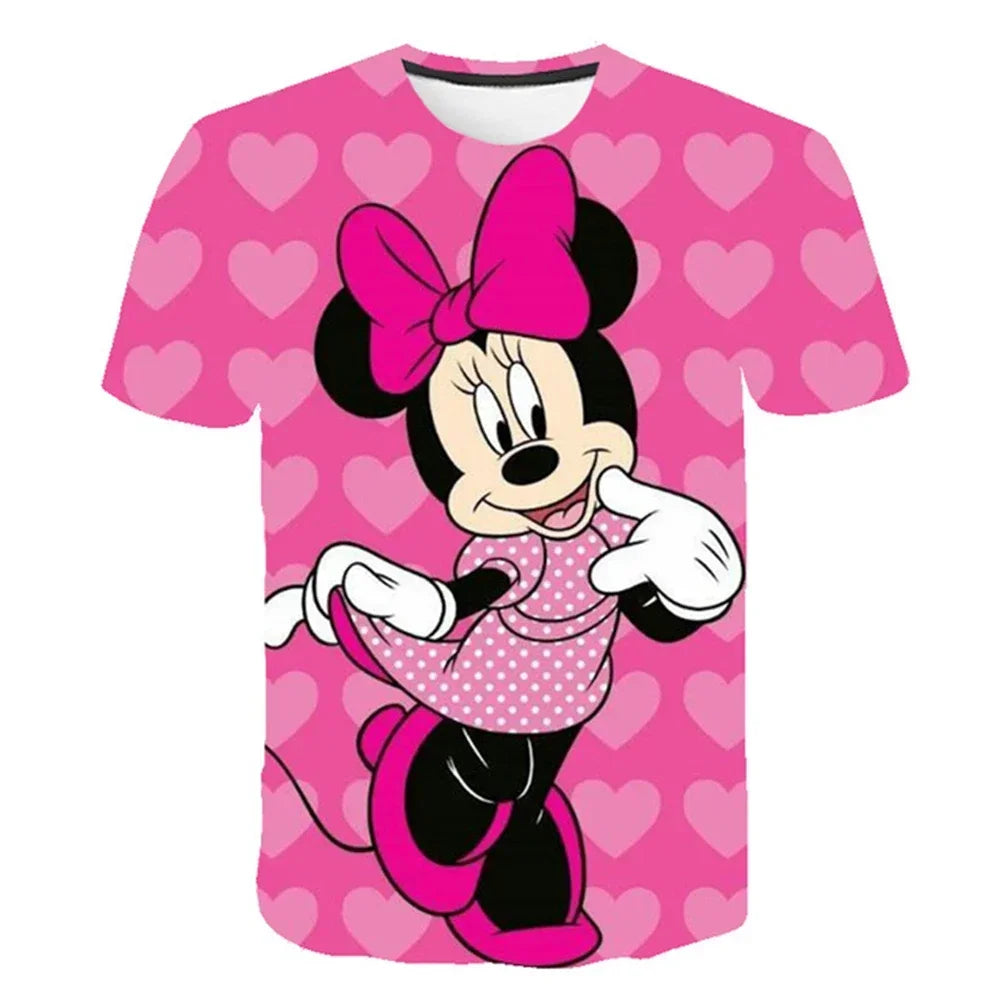 Boys Girls Minnie Mickey Mouse T Shirt Kids Streetwear Short Sleeve Children's Tshirts Boys Girls Clothing T-shirt Tops