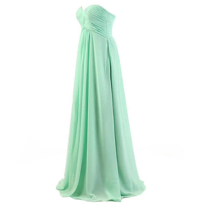 A Line Chiffon Pleat Elegant Strapless Sweetheart Bridesmaid Dresses Wedding Party Evening Formal Prom Robe De Soiree Zipper