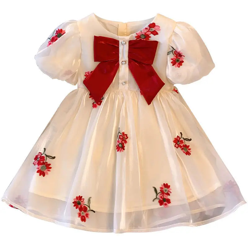 Girls Dress Summer New Muyun Yarn embroidery Brocade Birthday Dress Girl Baby Summer Dress Children's Princess Dress