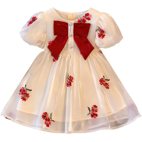 Girls Dress Summer New Muyun Yarn embroidery Brocade Birthday Dress Girl Baby Summer Dress Children's Princess Dress