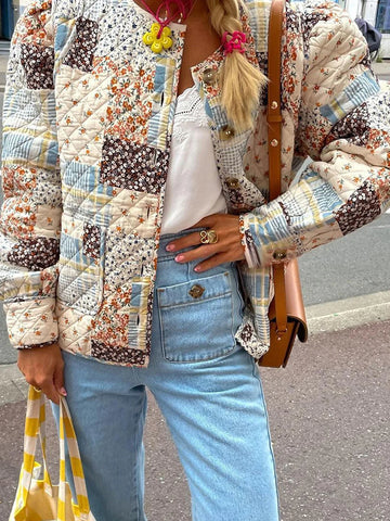 Floral Print Casual Long Sleeve Button Cardigan for Outwear Streetwear