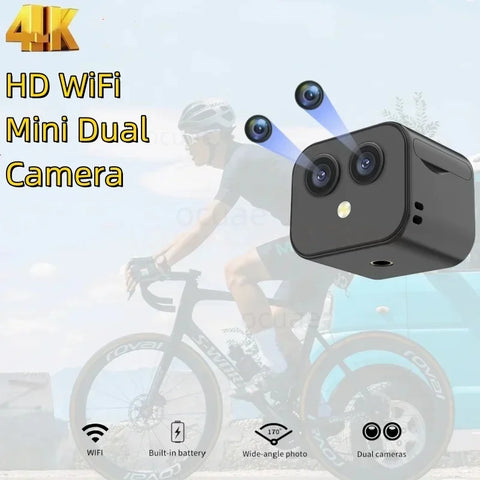 WiFi Mini Dual Camera 4K HD Sport Action Cam Magnetic Smart Home Wireless IP Remote Monitor Night Vision Two Way Micro Camcorder