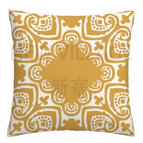 Yellow white geometric linen pillowcase sofa cushion cover home decoration can be customized for you 40x40 45x45 50x50 60x60