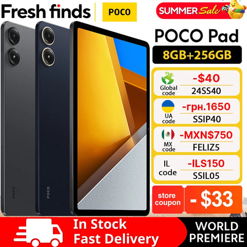 [World Premiere] POCO Pad 12.1'' 120Hz 2.5K Display Snapdragon 7s Gen 2 Octa core Processor 33W 10000mAh Battery Quad speakers