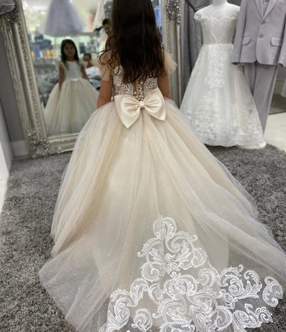 Fluffy Flower Girl Dresses For Wedding Princess Ball Gown Sleeveless Lace Tulle Wedding Guest Evening Party Kids Christmas Dress