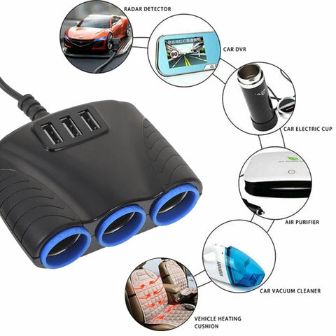 Multi Socket Car Cigarette Lighter Socket Extension