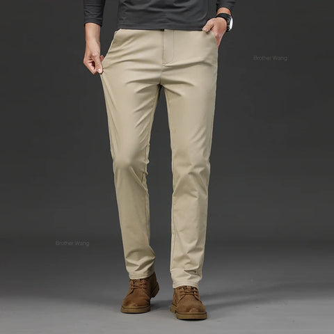 Men's Cotton Casual Pants Elastic Waist