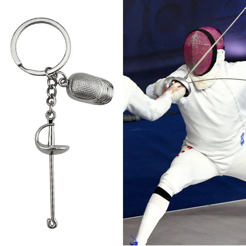 Fencing Sports Keychain Retro Fencing Art Keychain Pendant Keychain Men's and Women's Club Gifts