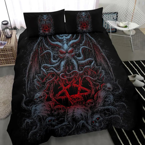 Skull Skeleton Satanic Goat Skull Duvet Cover Set