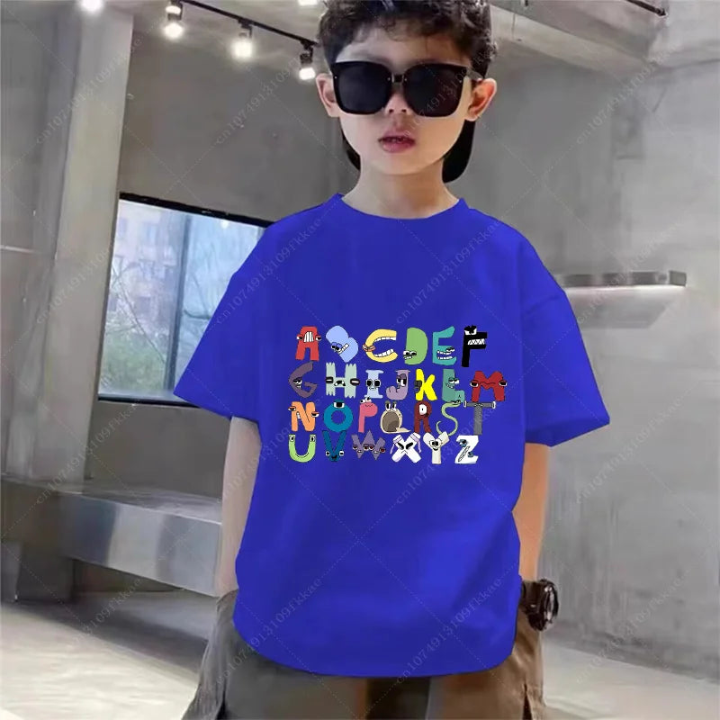 New 2024 Summer Fashion Children's Alphabet Lore Harajuku T-shirt Boys T Shirt Girls Clothes Print Cartoon T Shirts Kids Clothes