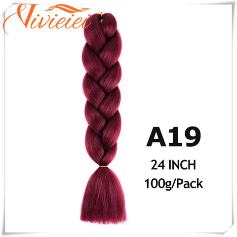 VIVIEIEI Synthetic Braiding Hair 24 Inch Jumbo Braid Ombre Jumbo Hair Extension for Women DIY Hair Braids Purple Pink Yellow Red